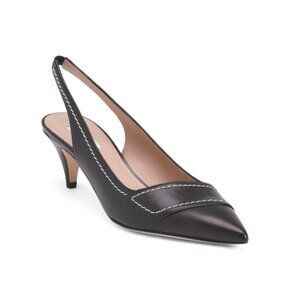 LK BENNETT Black Made In Italy Leather Hiedi Open Court Heels